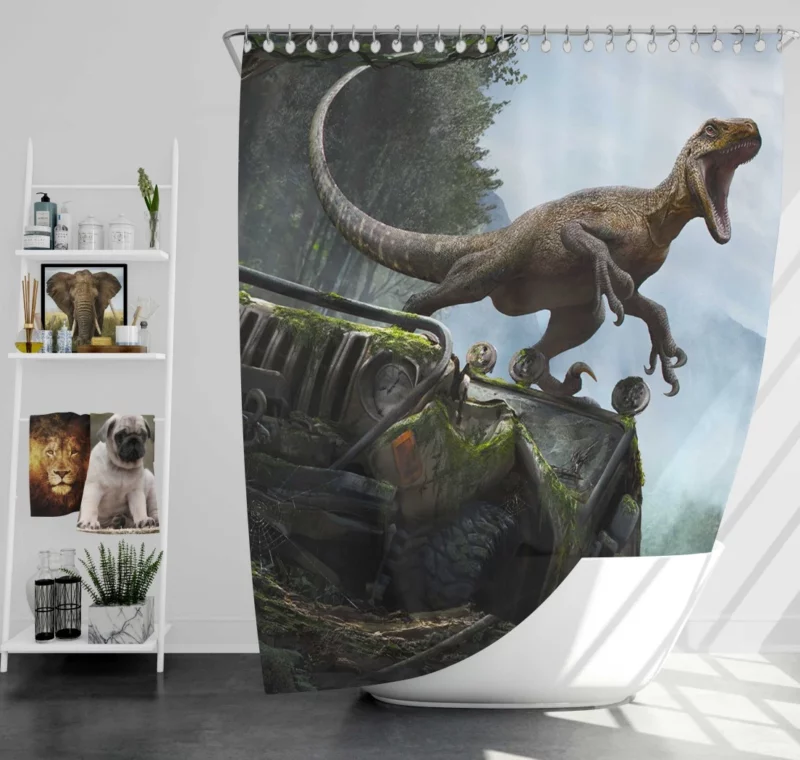 Velociraptor Mesmerizing Gaze Shower Curtain