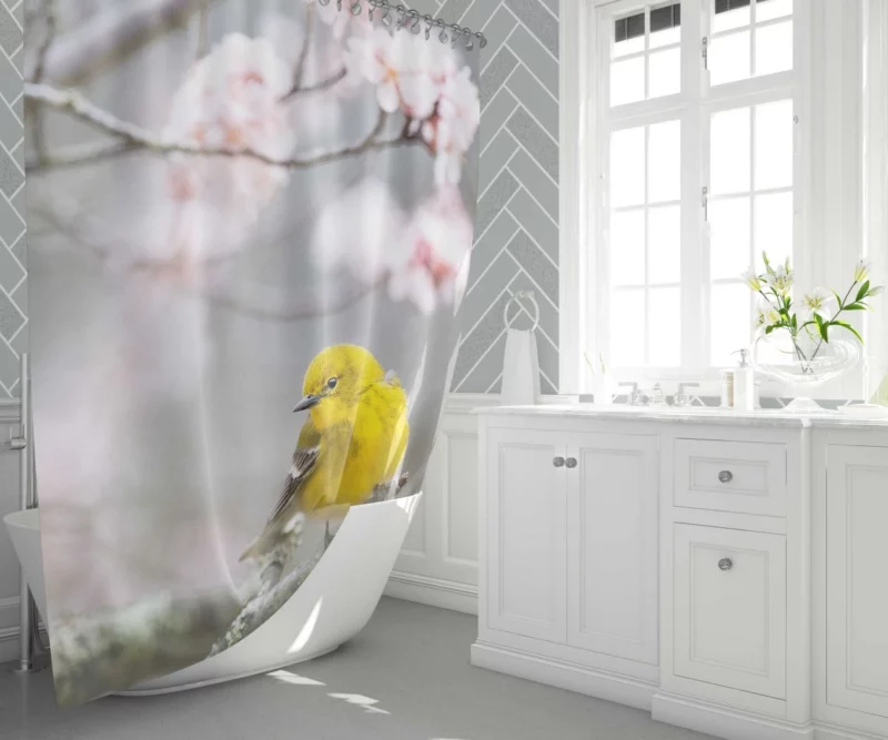 Warbler Melodic Tune Pine Dweller Shower Curtain 1