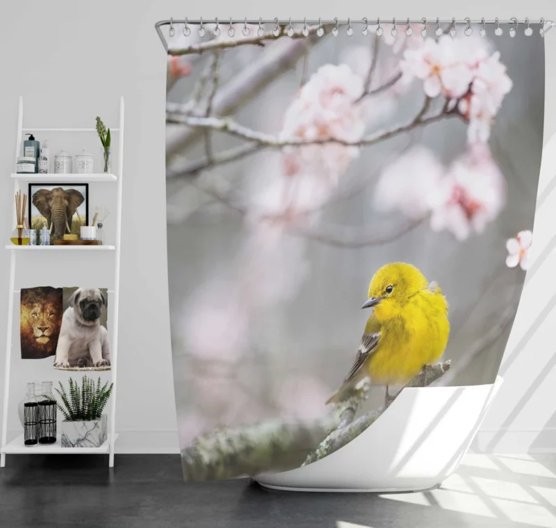 Warbler Melodic Tune Pine Dweller Shower Curtain