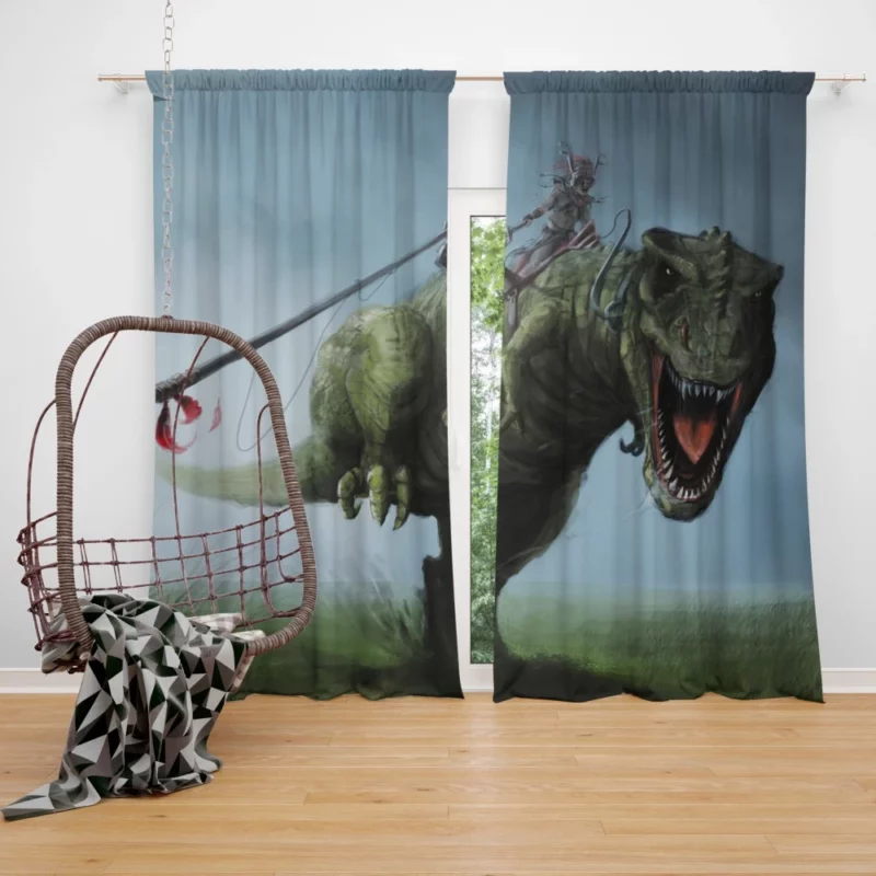 Warrior and T-Rex Mythic Alliance Curtain