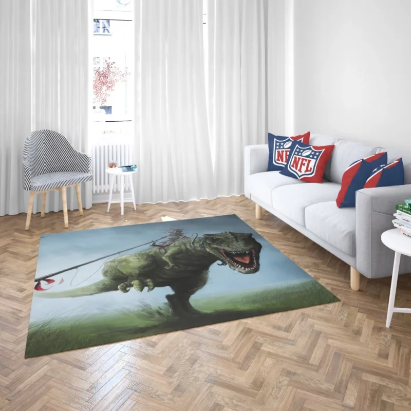 Warrior and T-Rex Mythic Alliance Rug 2