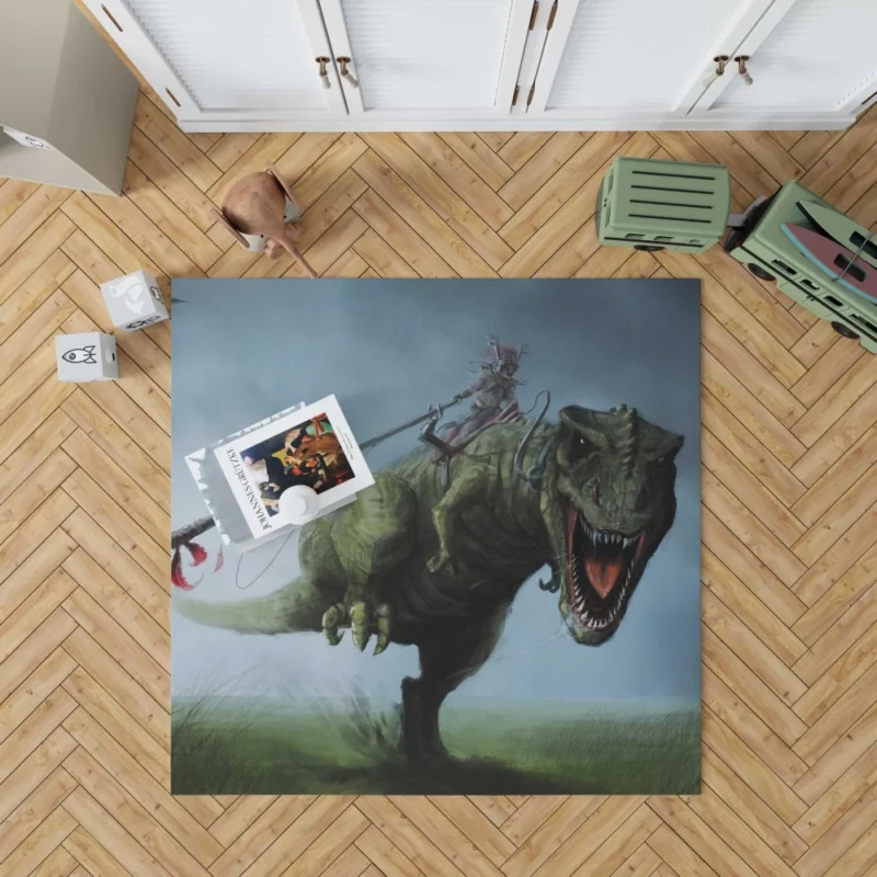 Warrior and T-Rex Mythic Alliance Rug