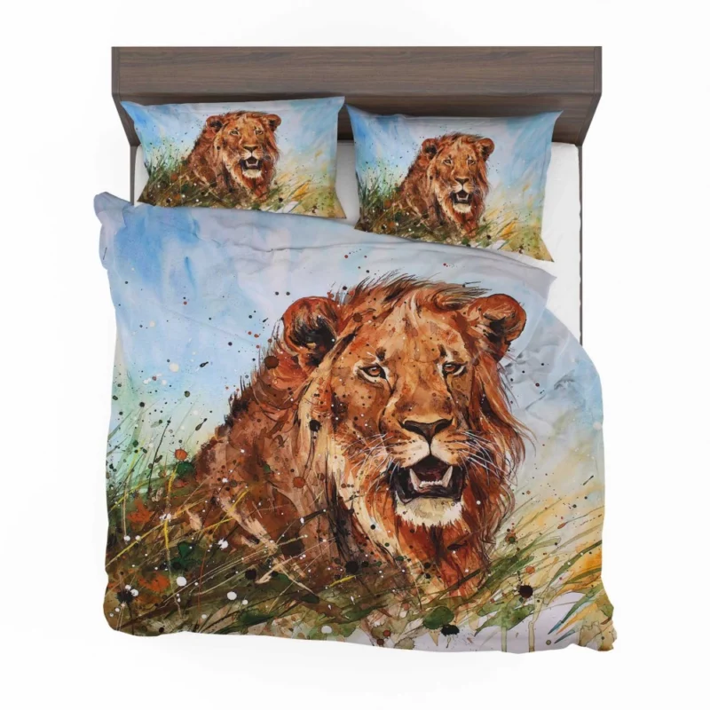 Watercolor Lion Majestic Artistry Bedding Set 1