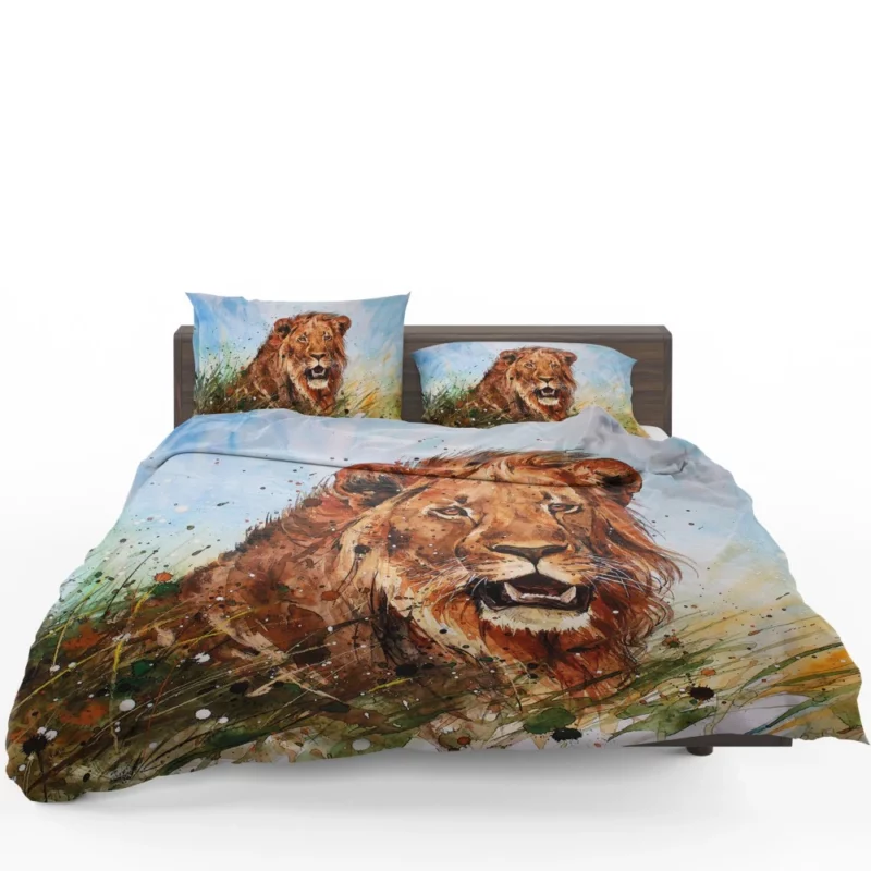 Watercolor Lion Majestic Artistry Bedding Set