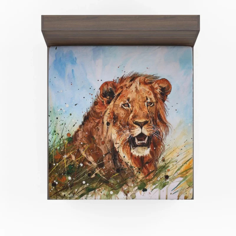 Watercolor Lion Majestic Artistry Fitted Sheet 1