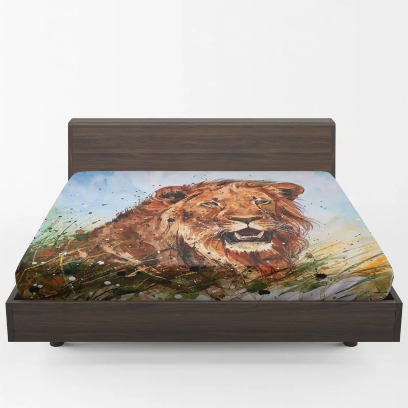 Watercolor Lion Majestic Artistry Fitted Sheet