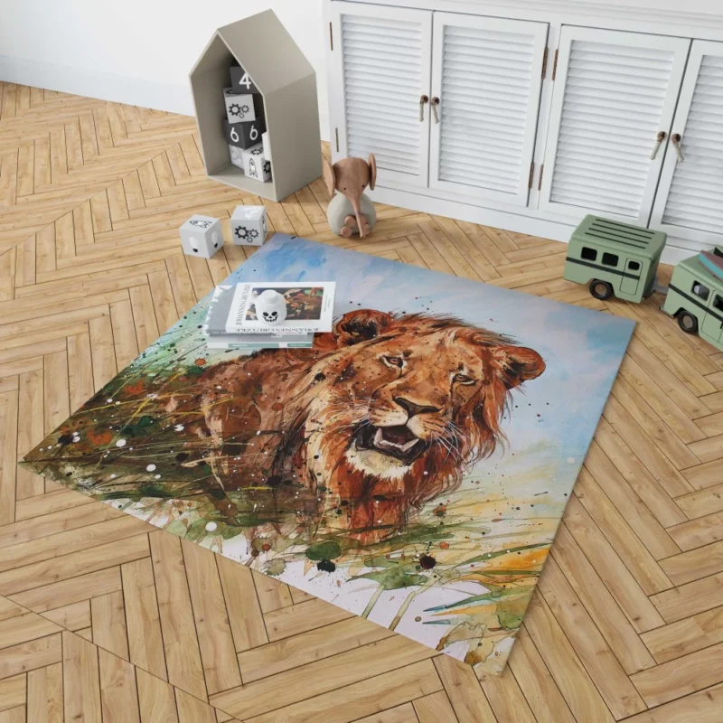 Watercolor Lion Majestic Artistry Rug 1