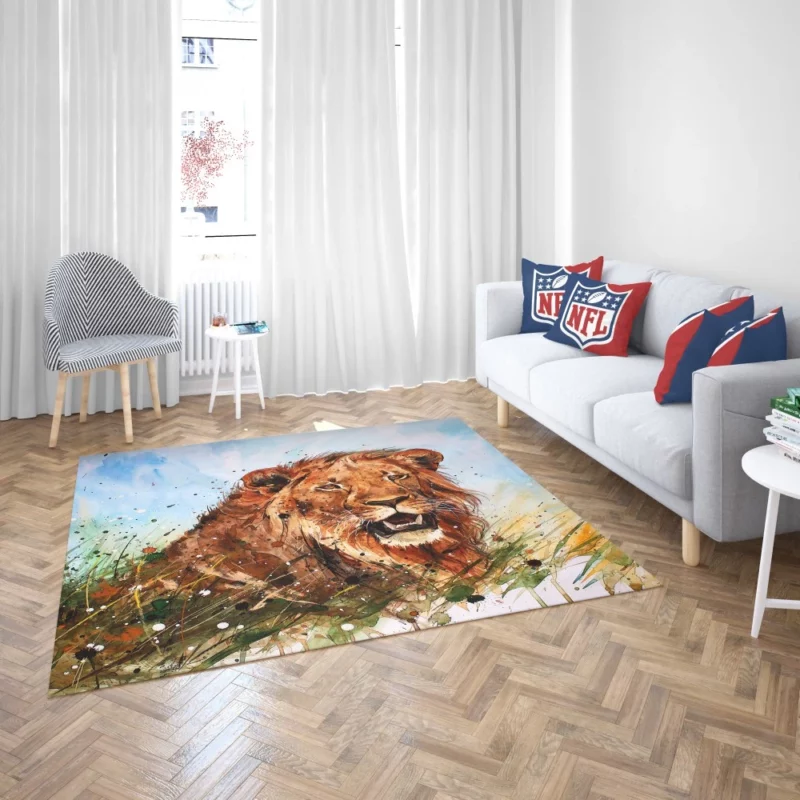 Watercolor Lion Majestic Artistry Rug 2