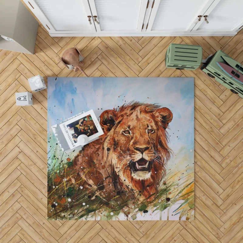 Watercolor Lion Majestic Artistry Rug