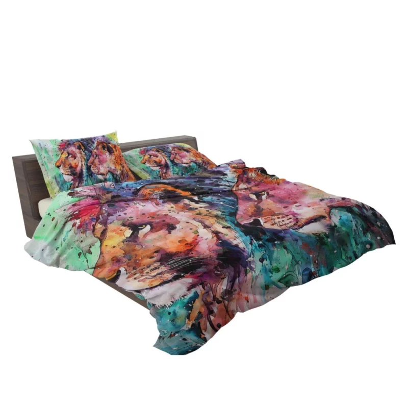 Watercolor Lion in Nature Splendor Bedding Set 2