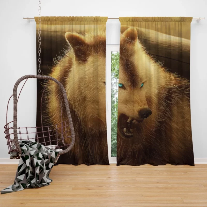 Werewolf meets Arctic Wolf A Fierce Encounter Curtain