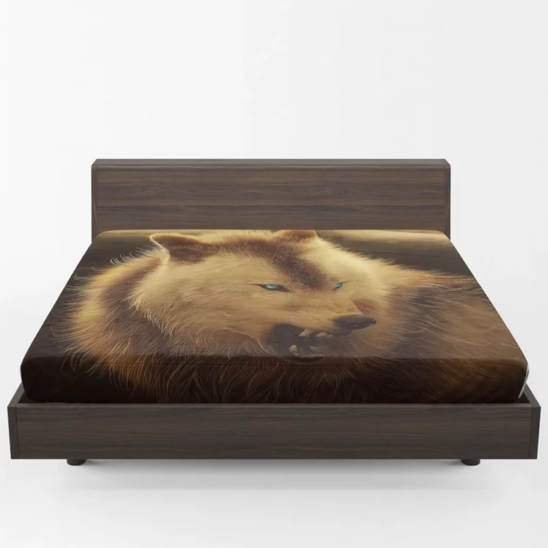 Werewolf meets Arctic Wolf A Fierce Encounter Fitted Sheet