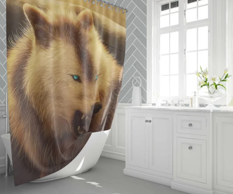 Werewolf meets Arctic Wolf A Fierce Encounter Shower Curtain 1