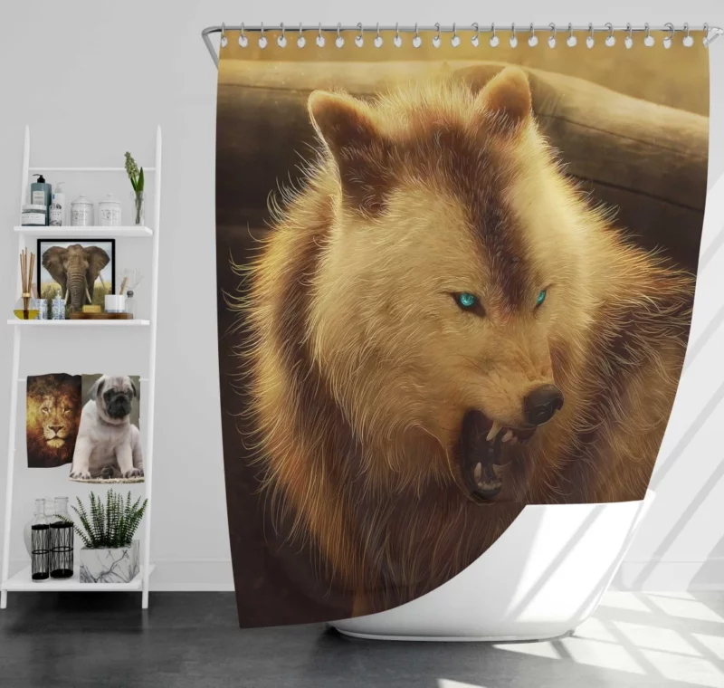 Werewolf meets Arctic Wolf A Fierce Encounter Shower Curtain