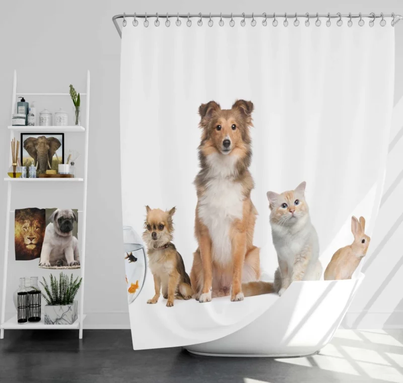 Whimsical Pets Ensemble Furry Bonds Shower Curtain