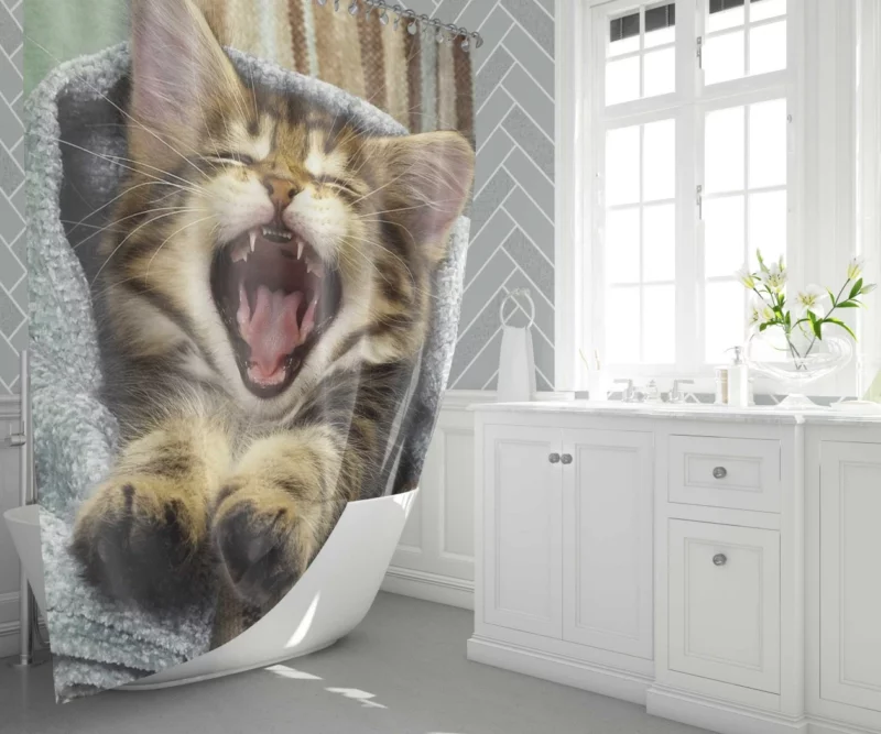 Whisker Charm Curious Cat Playfulness Shower Curtain 1