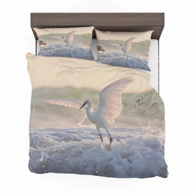 White American Egret Waterside Elegance Bedding Set 1