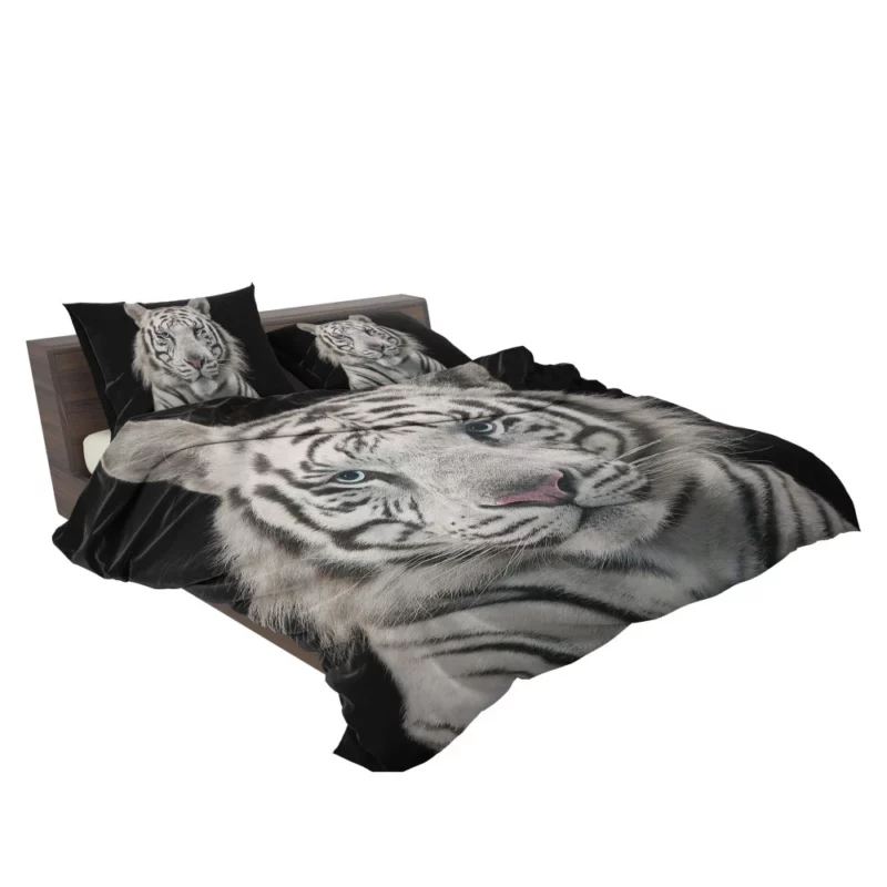 White Bengal Tiger Elegance in Albino Bedding Set 2