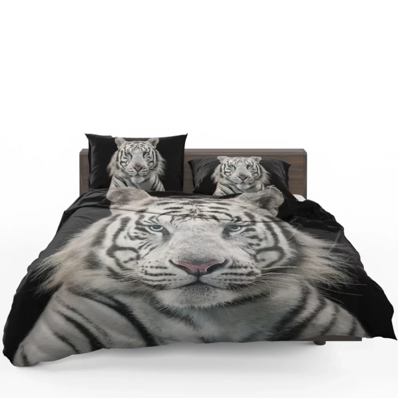 White Bengal Tiger Elegance in Albino Bedding Set