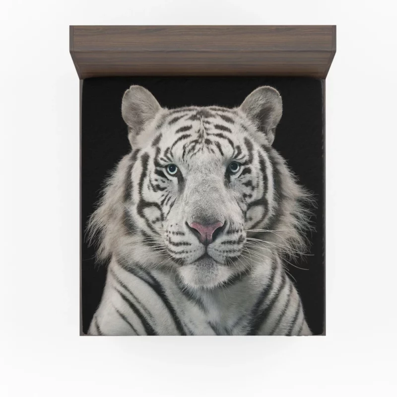 White Bengal Tiger Elegance in Albino Fitted Sheet 1