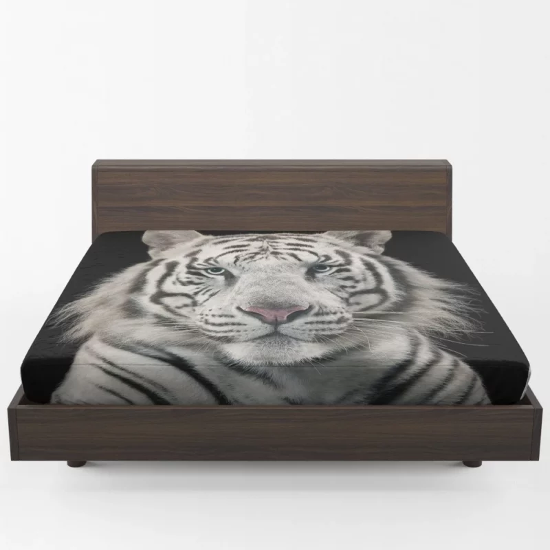 White Bengal Tiger Elegance in Albino Fitted Sheet