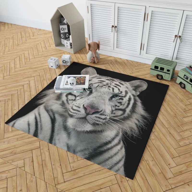 White Bengal Tiger Elegance in Albino Rug 1