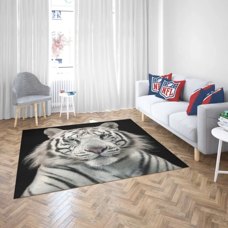 White Bengal Tiger Elegance in Albino Rug 2