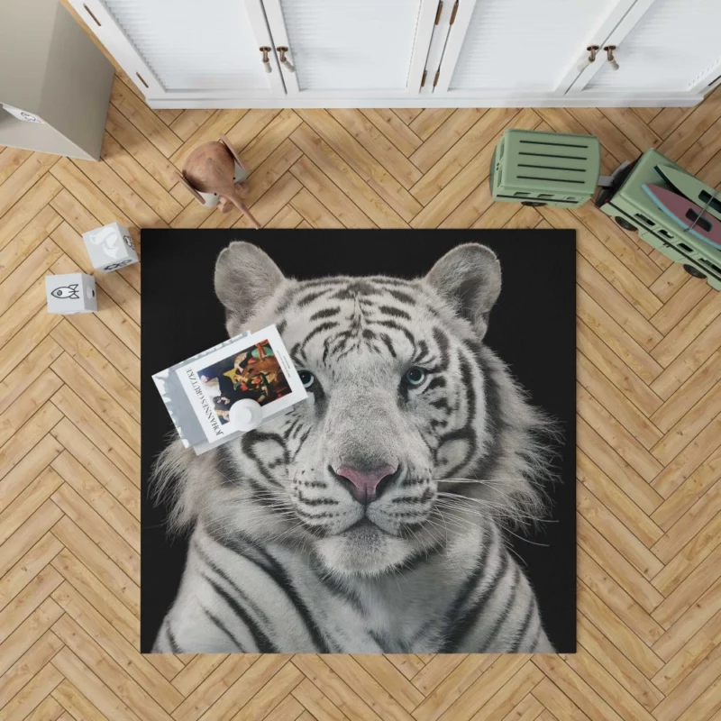 White Bengal Tiger Elegance in Albino Rug