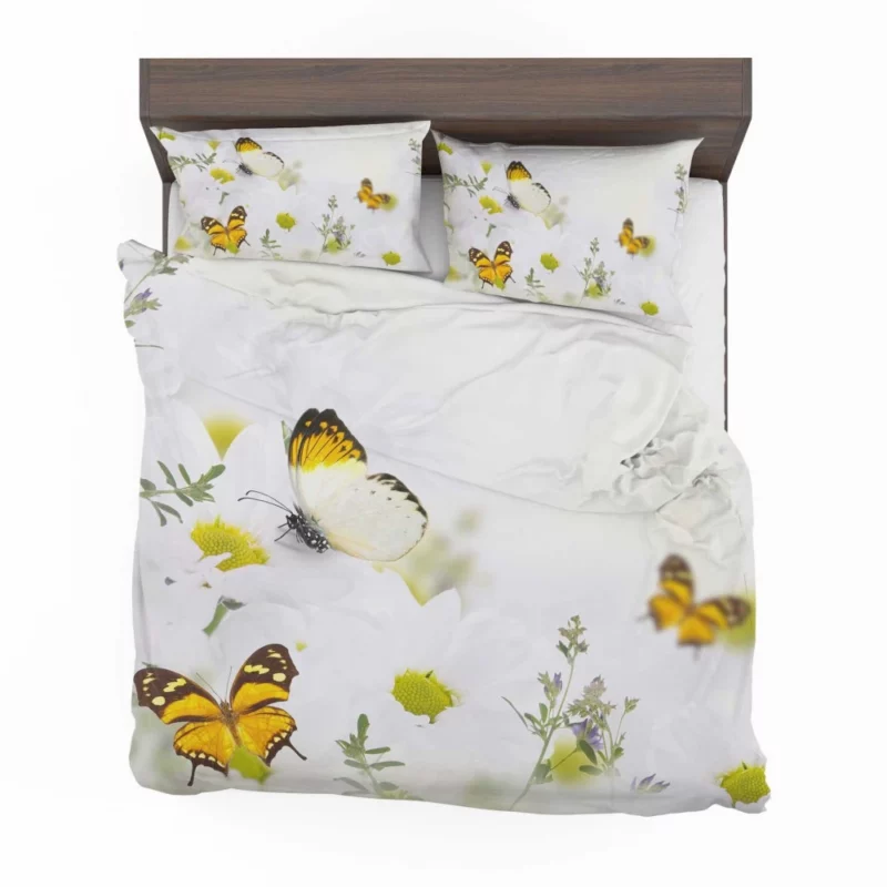 White Butterfly on Purple Flower Elegance Bedding Set 1