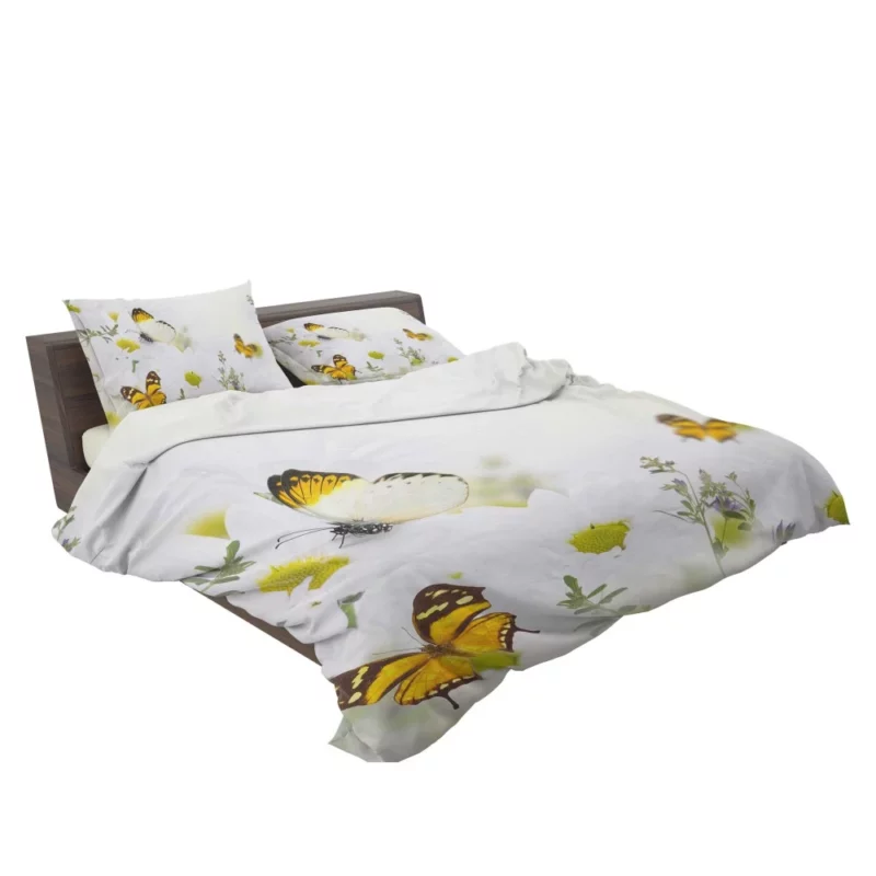 White Butterfly on Purple Flower Elegance Bedding Set 2