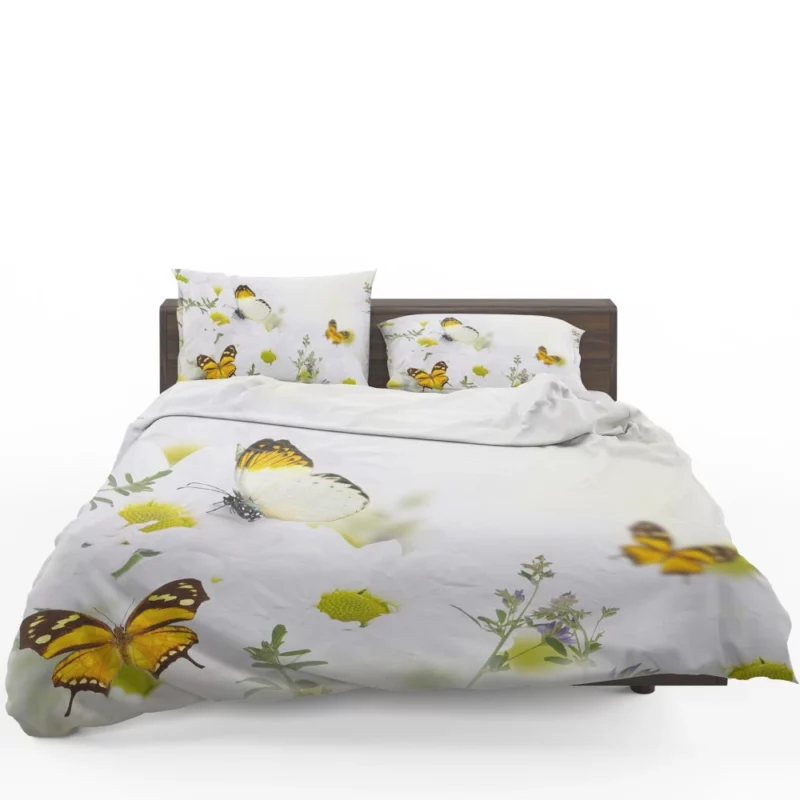 White Butterfly on Purple Flower Elegance Bedding Set