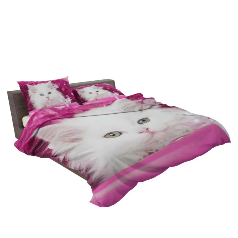 White Kitten Fluffy Splendor Feline Delight Bedding Set 2