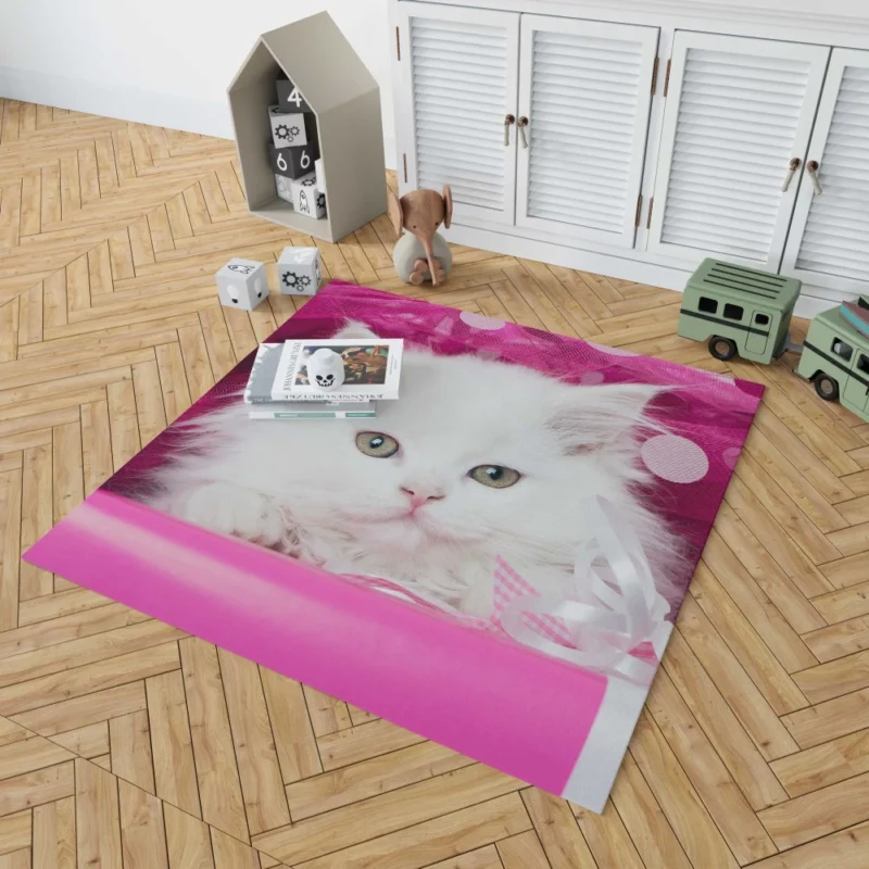 White Kitten Fluffy Splendor Feline Delight Rug 1