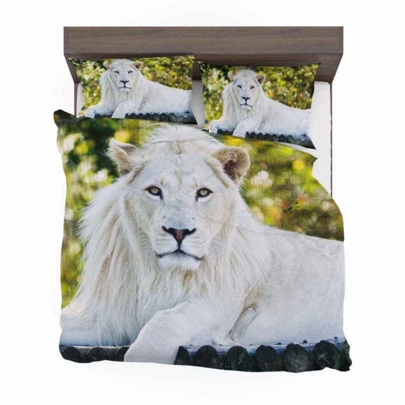 White Lion Majestic Gaze Ethereal Aura Bedding Set 1