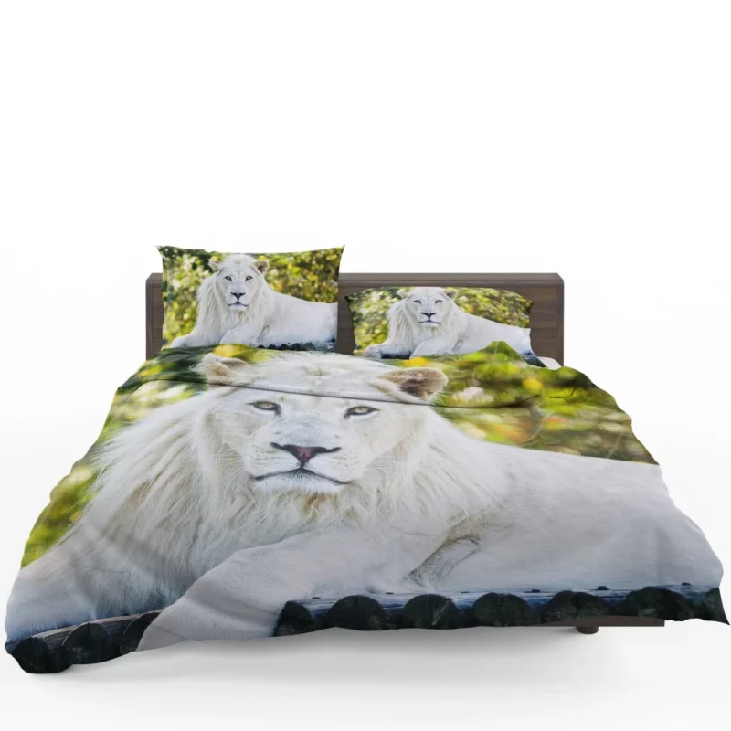 White Lion Majestic Gaze Ethereal Aura Bedding Set