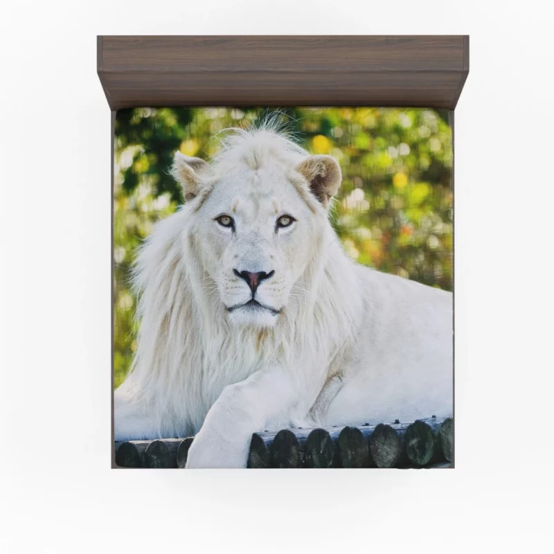 White Lion Majestic Gaze Ethereal Aura Fitted Sheet 1