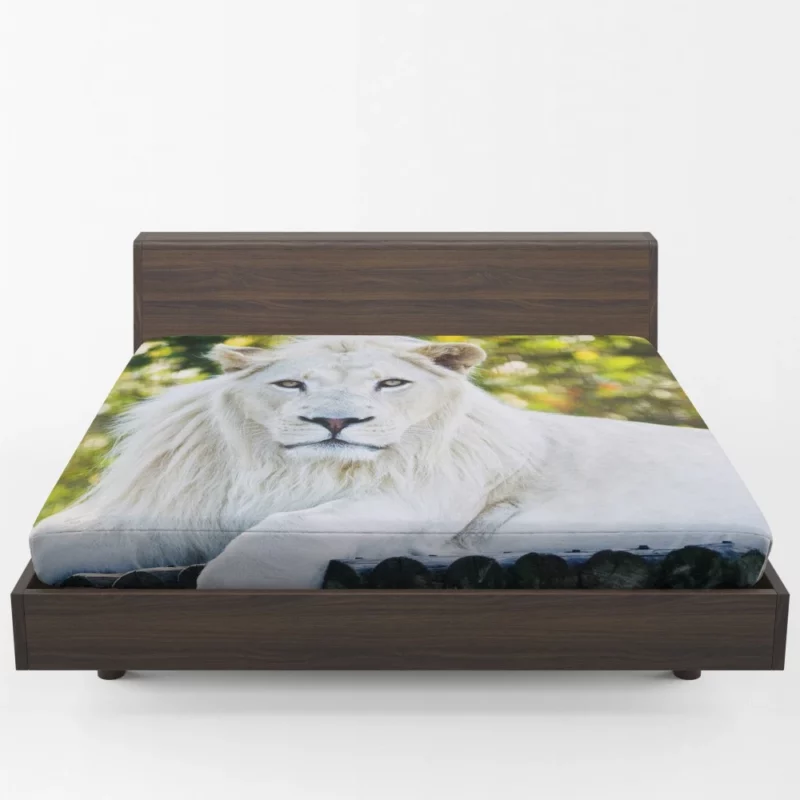 White Lion Majestic Gaze Ethereal Aura Fitted Sheet