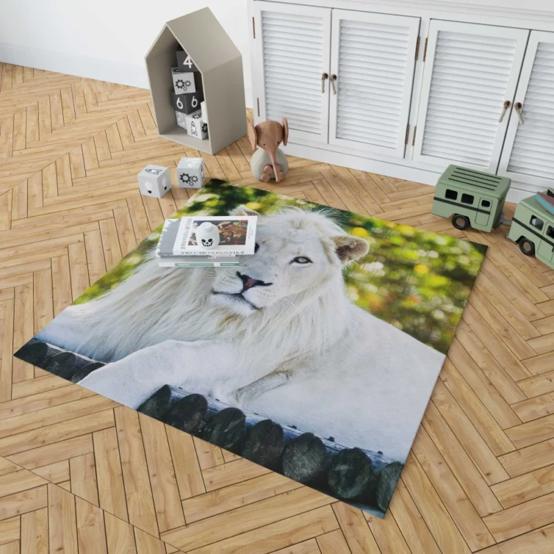 White Lion Majestic Gaze Ethereal Aura Rug 1