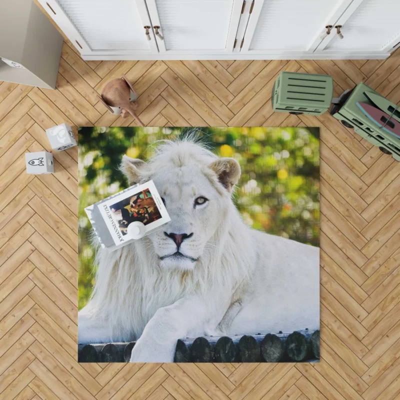 White Lion Majestic Gaze Ethereal Aura Rug