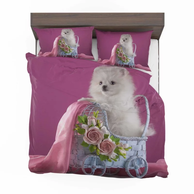 White Pomeranian Rose Fantasy Delicate Grace Bedding Set 1