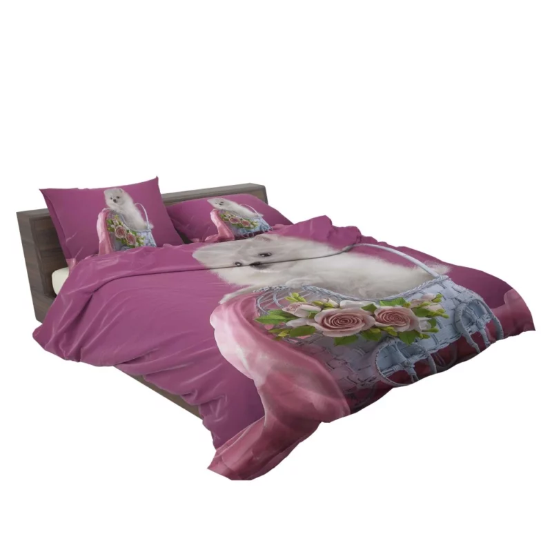 White Pomeranian Rose Fantasy Delicate Grace Bedding Set 2