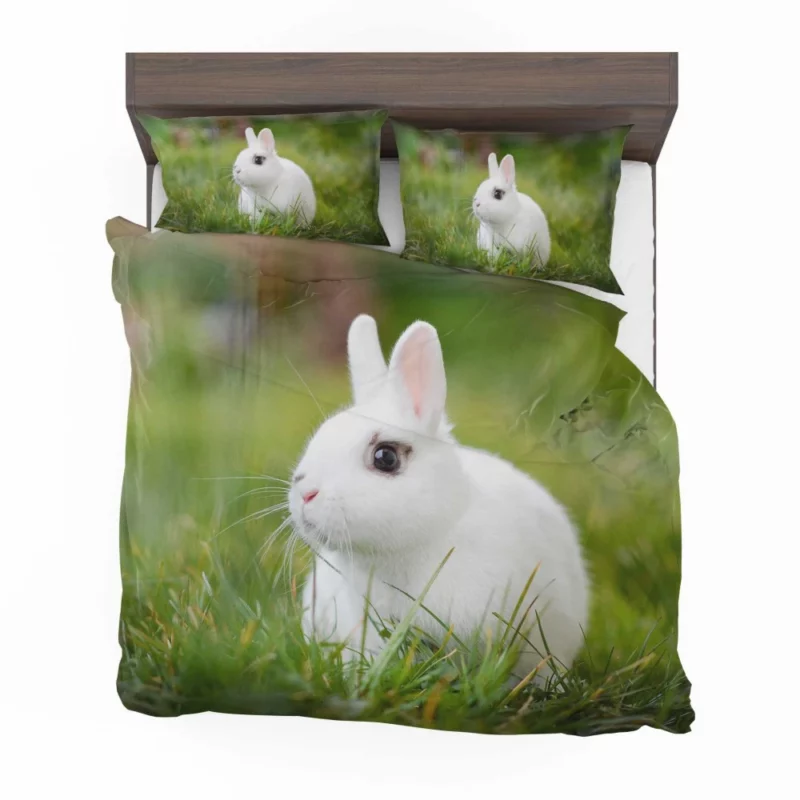 White Rabbit Amidst Grass Blur Bedding Set 1