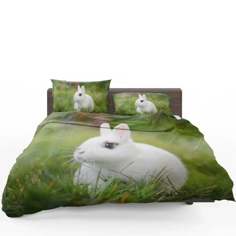 White Rabbit Amidst Grass Blur Bedding Set