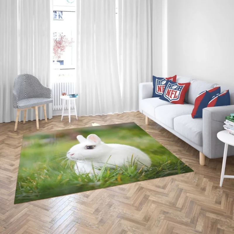 White Rabbit Amidst Grass Blur Rug 2