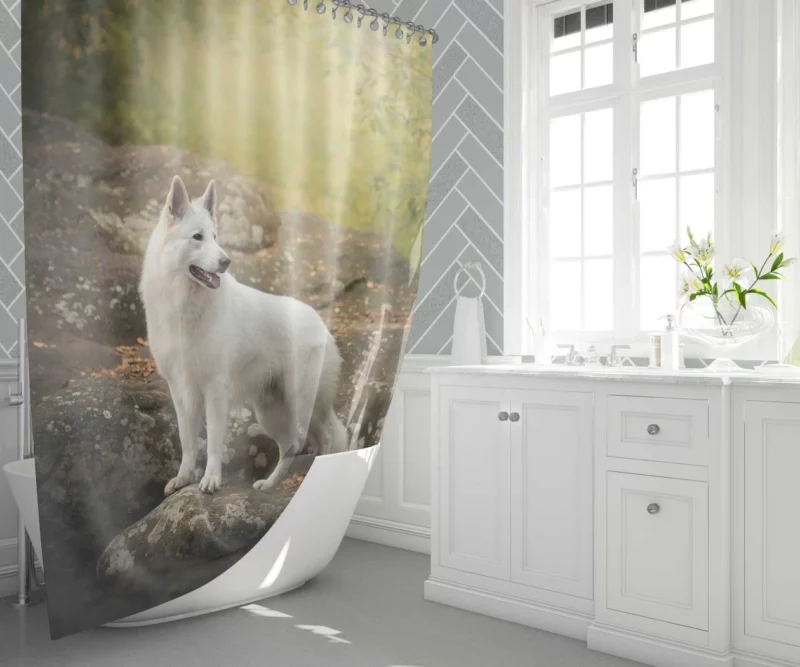 White Shepherd Enigmatic Persona Shower Curtain 1