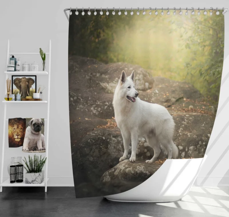 White Shepherd Enigmatic Persona Shower Curtain