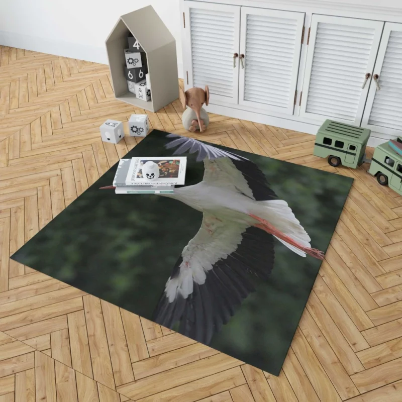 White Stork Airborne Elegance Aerial Majesty Rug 1