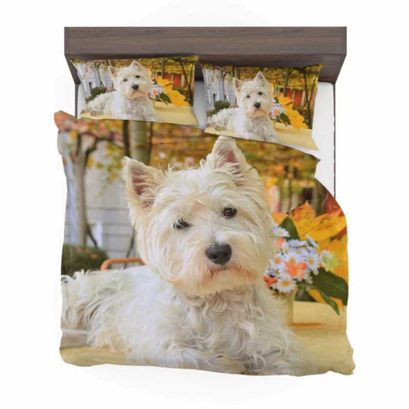 White Terrier Cute Playfulness Bedding Set 1