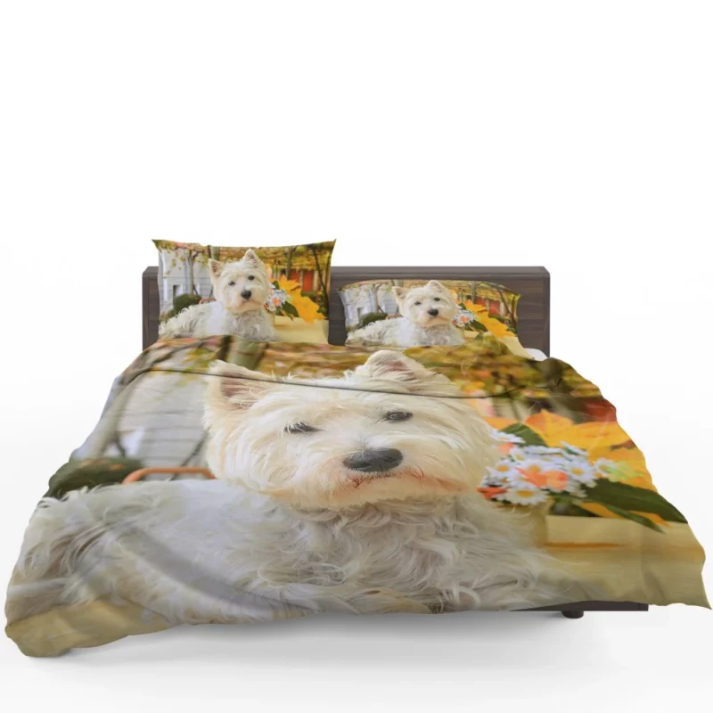 White Terrier Cute Playfulness Bedding Set