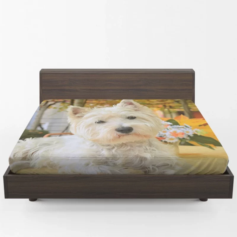 White Terrier Cute Playfulness Fitted Sheet